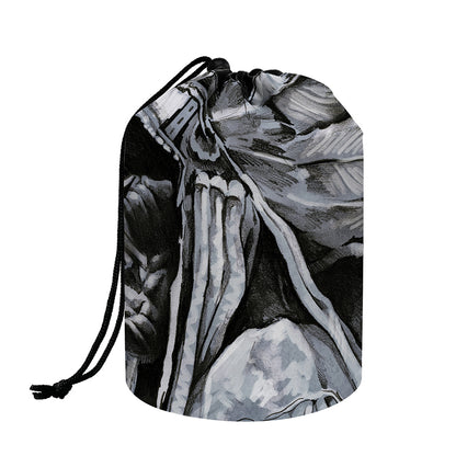 Monochrome Native Indian Portrait Print Drawstring Makeup Bag
