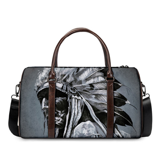 Monochrome Native Indian Portrait Print Duffle Bag