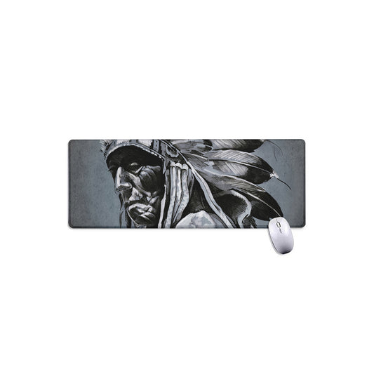 Monochrome Native Indian Portrait Print Extended Mouse Pad