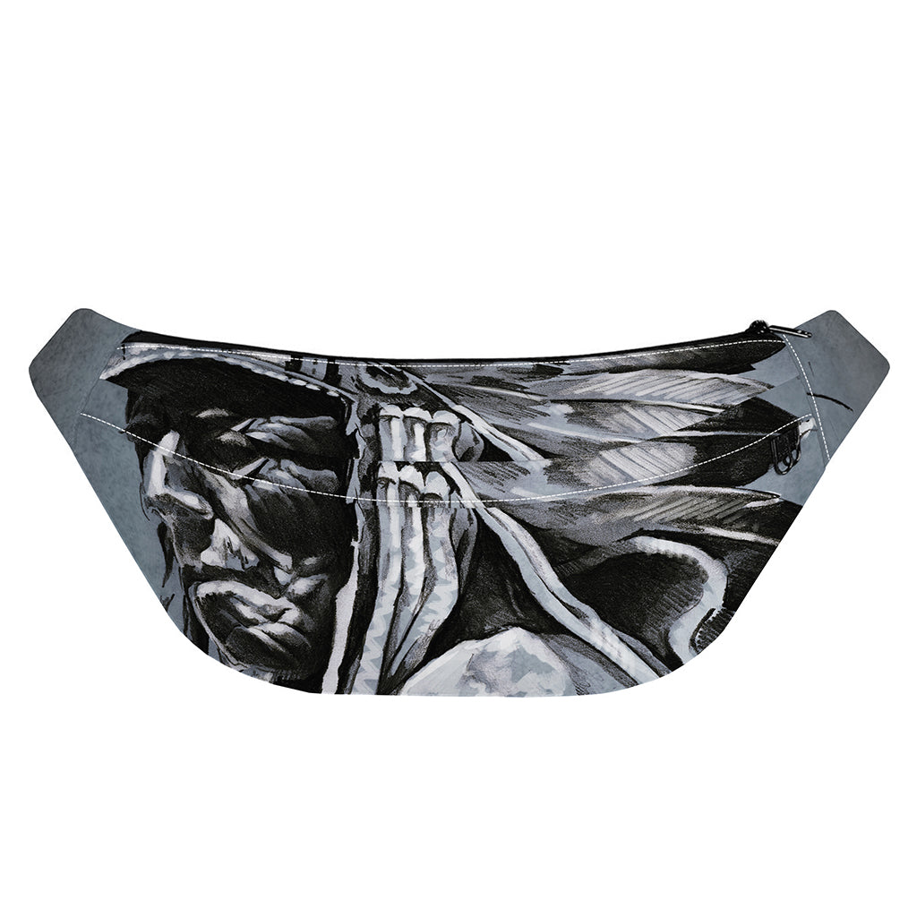 Monochrome Native Indian Portrait Print Fanny Pack