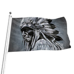 Monochrome Native Indian Portrait Print Flag
