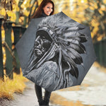 Monochrome Native Indian Portrait Print Foldable Umbrella