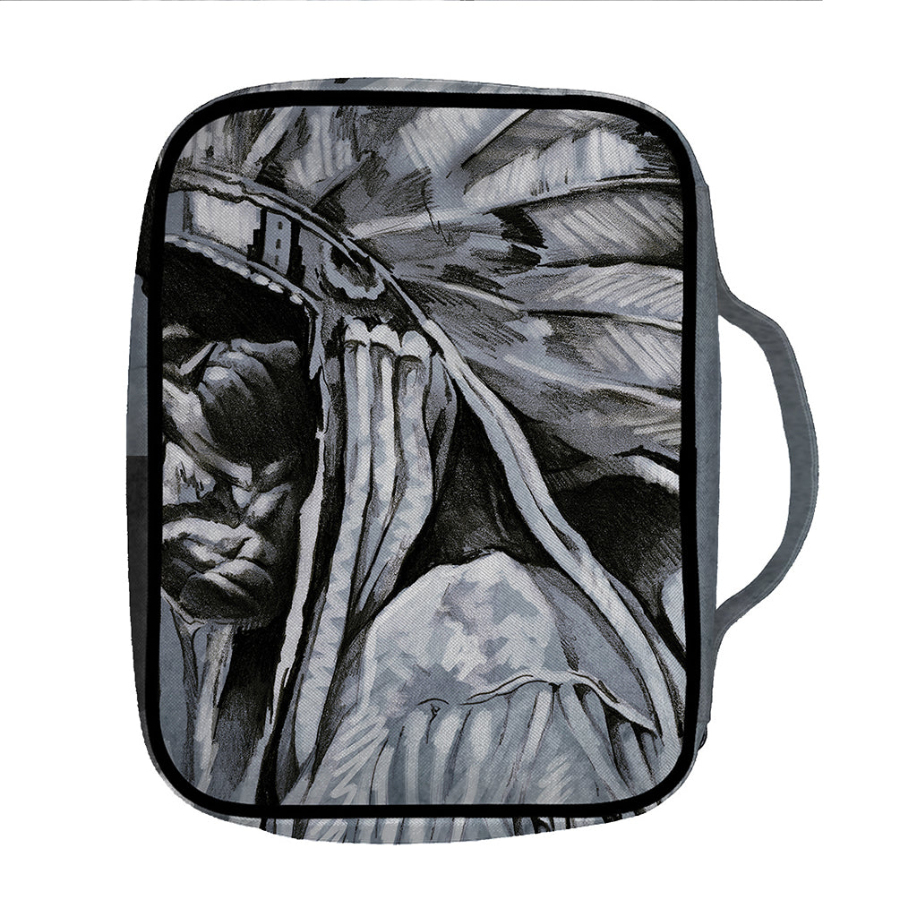 Monochrome Native Indian Portrait Print Front Pocket Bible Bag