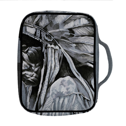 Monochrome Native Indian Portrait Print Front Pocket Bible Bag