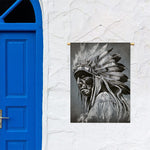 Monochrome Native Indian Portrait Print Garden Flag