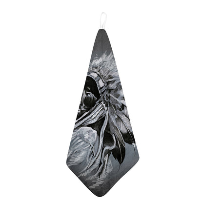 Monochrome Native Indian Portrait Print Hand Towel