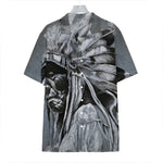 Monochrome Native Indian Portrait Print Hawaiian Shirt