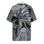 Monochrome Native Indian Portrait Print Hawaiian Shirt
