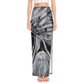 Monochrome Native Indian Portrait Print High Slit Maxi Skirt