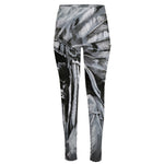 Monochrome Native Indian Portrait Print High-Waisted Pocket Leggings