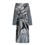 Monochrome Native Indian Portrait Print Hooded Bathrobe