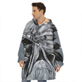 Monochrome Native Indian Portrait Print Hoodie Blanket