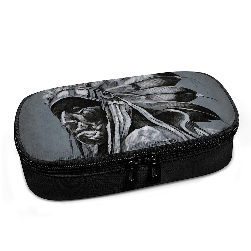 Monochrome Native Indian Portrait Print Insulin Cooler Travel Case
