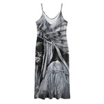 Monochrome Native Indian Portrait Print Jersey Midi Cami Dress