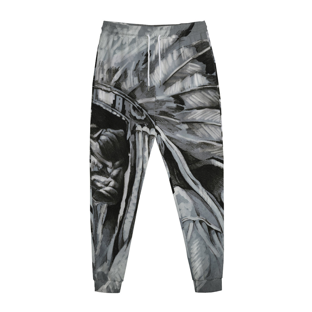 Monochrome Native Indian Portrait Print Jogger Pants