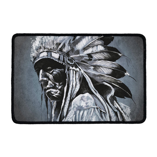 Monochrome Native Indian Portrait Print Kitchen Mat