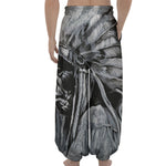 Monochrome Native Indian Portrait Print Lantern Pants
