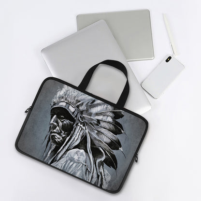 Monochrome Native Indian Portrait Print Laptop Sleeve With Handle