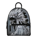 Monochrome Native Indian Portrait Print Leather Backpack