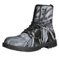 Monochrome Native Indian Portrait Print Lace-Up Boots