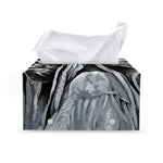 Monochrome Native Indian Portrait Print Leather Tissue Box Cover