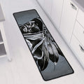 Monochrome Native Indian Portrait Print Long Kitchen Mat