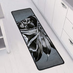 Monochrome Native Indian Portrait Print Long Kitchen Mat