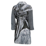 Monochrome Native Indian Portrait Print Men's Bathrobe