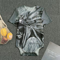 Monochrome Native Indian Portrait Print Men's Bodysuit