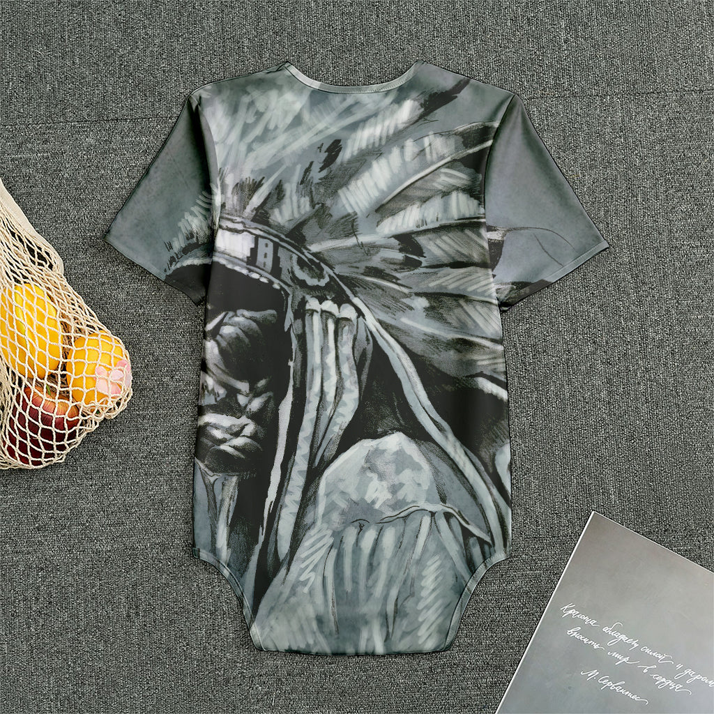 Monochrome Native Indian Portrait Print Men's Bodysuit