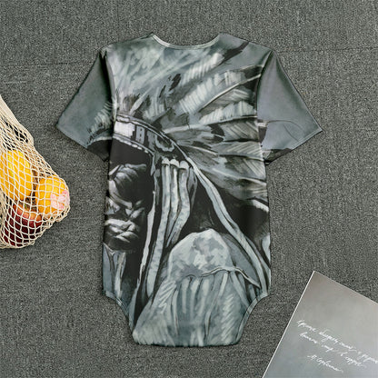 Monochrome Native Indian Portrait Print Men's Bodysuit