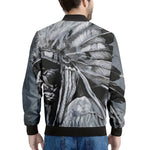 Monochrome Native Indian Portrait Print Men's Bomber Jacket