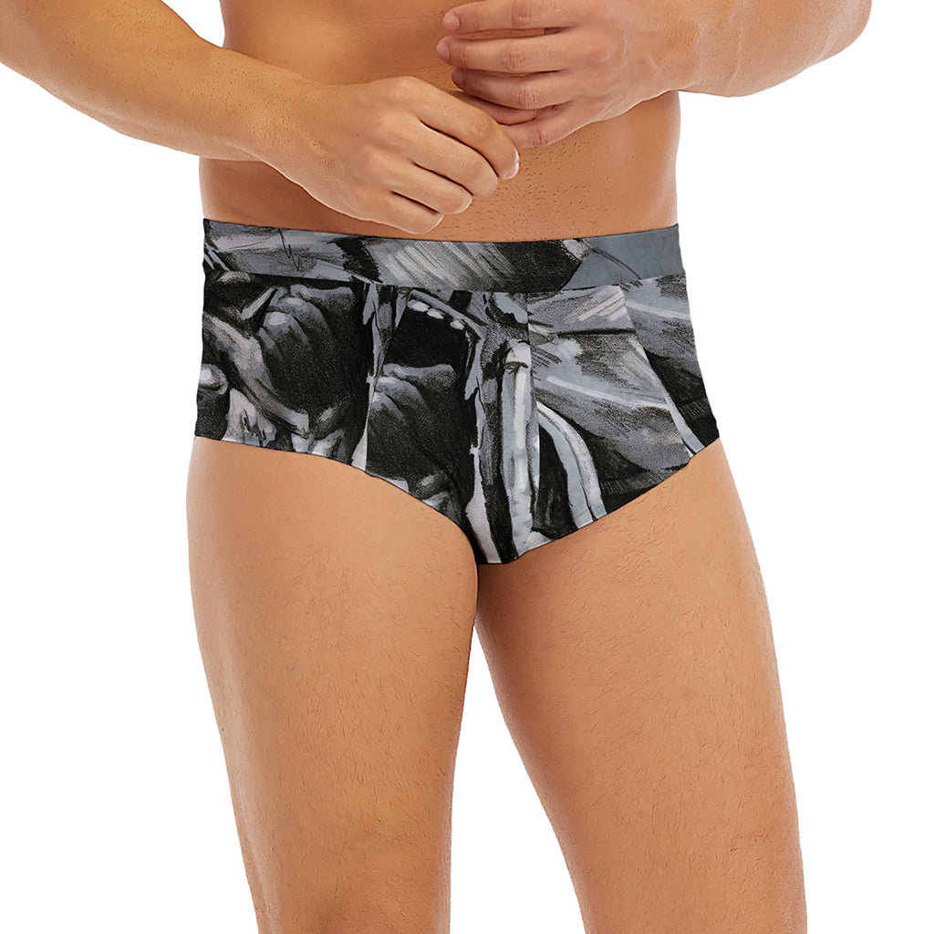 Monochrome Native Indian Portrait Print Men's Briefs