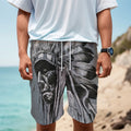 Monochrome Native Indian Portrait Print Men's Cargo Shorts