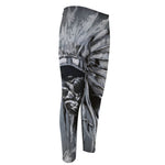 Monochrome Native Indian Portrait Print Men's Compression Pants