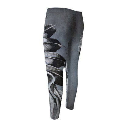 Monochrome Native Indian Portrait Print Men's Compression Pants