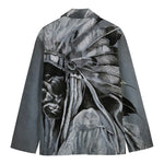 Monochrome Native Indian Portrait Print Men's Cotton Blazer
