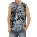 Monochrome Native Indian Portrait Print Men's Fitness Tank Top