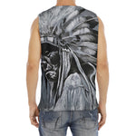 Monochrome Native Indian Portrait Print Men's Fitness Tank Top