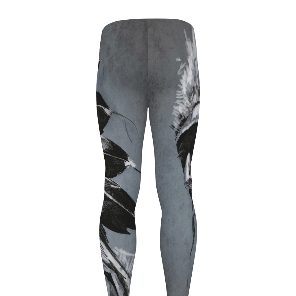 Monochrome Native Indian Portrait Print Men's leggings