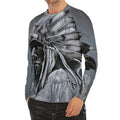 Monochrome Native Indian Portrait Print Men's Long Sleeve Rash Guard