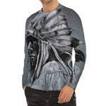 Monochrome Native Indian Portrait Print Men's Long Sleeve Rash Guard