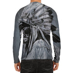 Monochrome Native Indian Portrait Print Men's Long Sleeve Rash Guard
