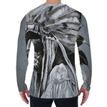 Monochrome Native Indian Portrait Print Men's Long Sleeve T-Shirt