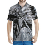 Monochrome Native Indian Portrait Print Men's Polo Shirt