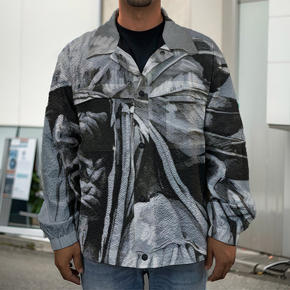 Monochrome Native Indian Portrait Print Men's Shirt Jacket