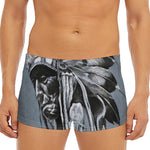 Monochrome Native Indian Portrait Print Men's Short Boxer Briefs