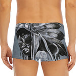 Monochrome Native Indian Portrait Print Men's Short Boxer Briefs