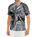 Monochrome Native Indian Portrait Print Men's Short Sleeve Rash Guard