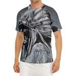 Monochrome Native Indian Portrait Print Men's Short Sleeve Rash Guard